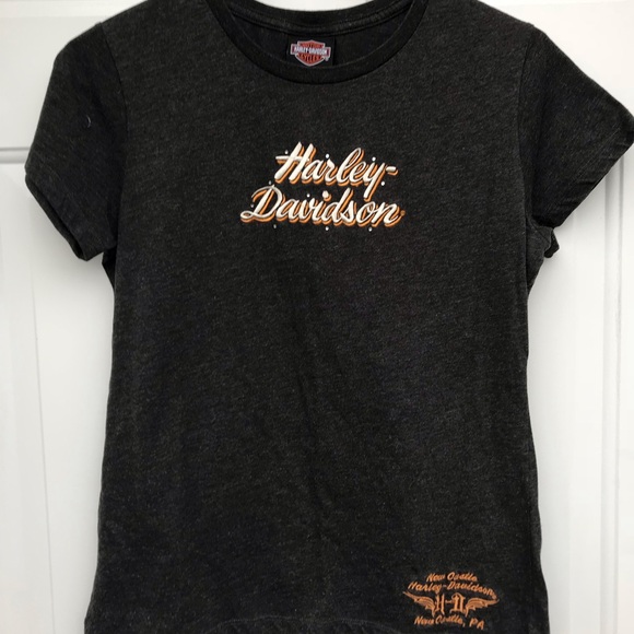 Harley Davidson Dark Grey Embroidered Logo Tee - Picture 2 of 6